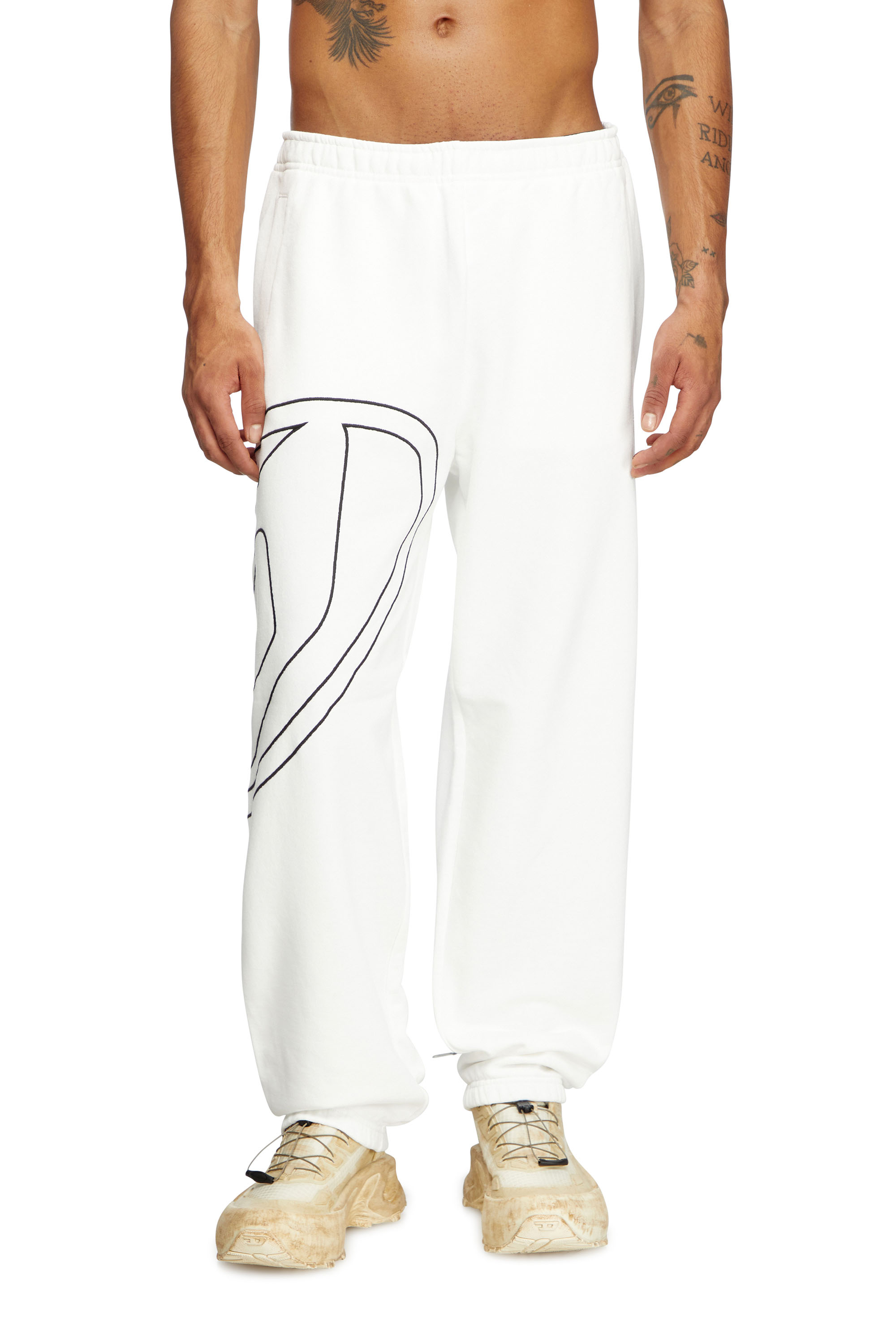 P-MARKY-MEGOVAL-D, White Diesel - P-MARKY-MEGOVAL-D, Man's Track pants with mega oval D in White - 3