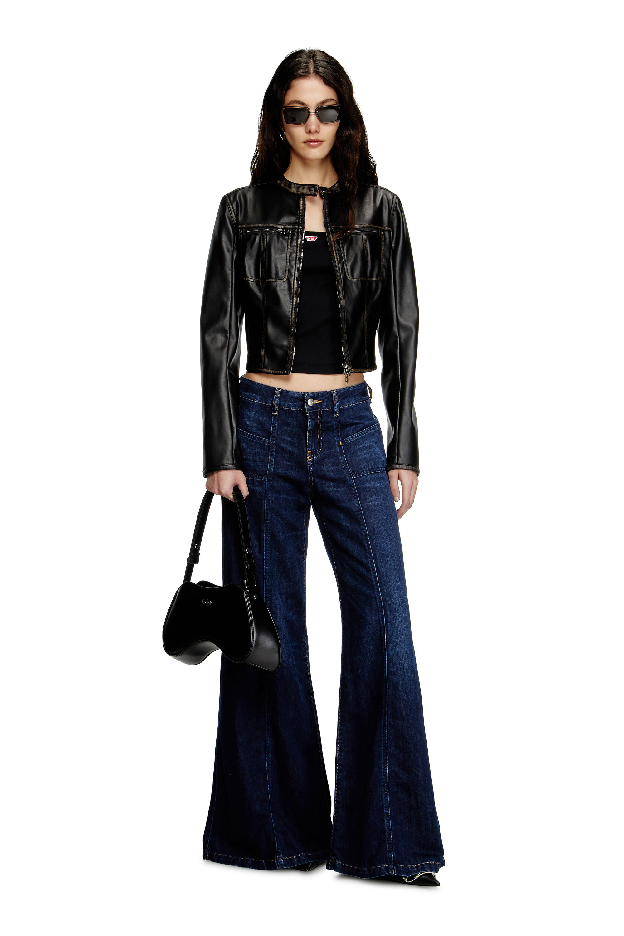 Diesel - PLAY SHOULDER, Woman's Play-Semi gloss leather shoulder bag in Black - 7