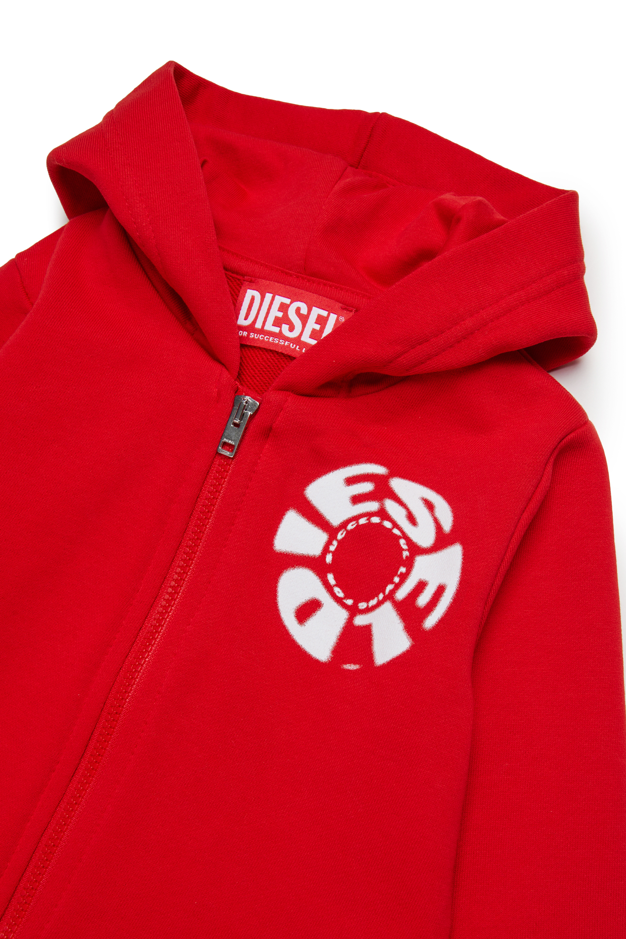 Diesel - SPRAVONB, Man's Cotton hoodie with full zip in Red - 3