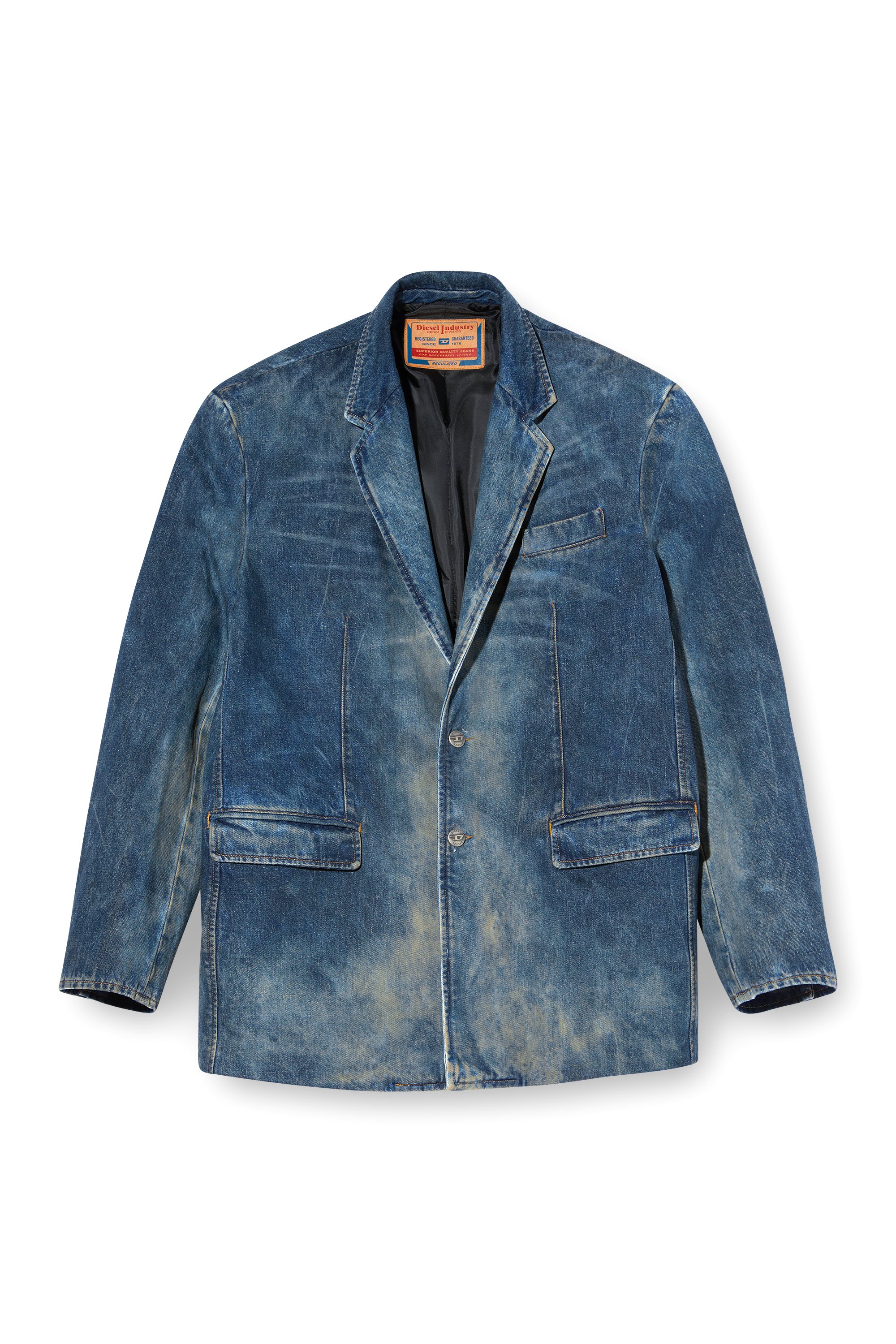 Diesel - D-OVER-DD, Unisex's Blazer in hand-treated dirty denim in Dark Blue - 4