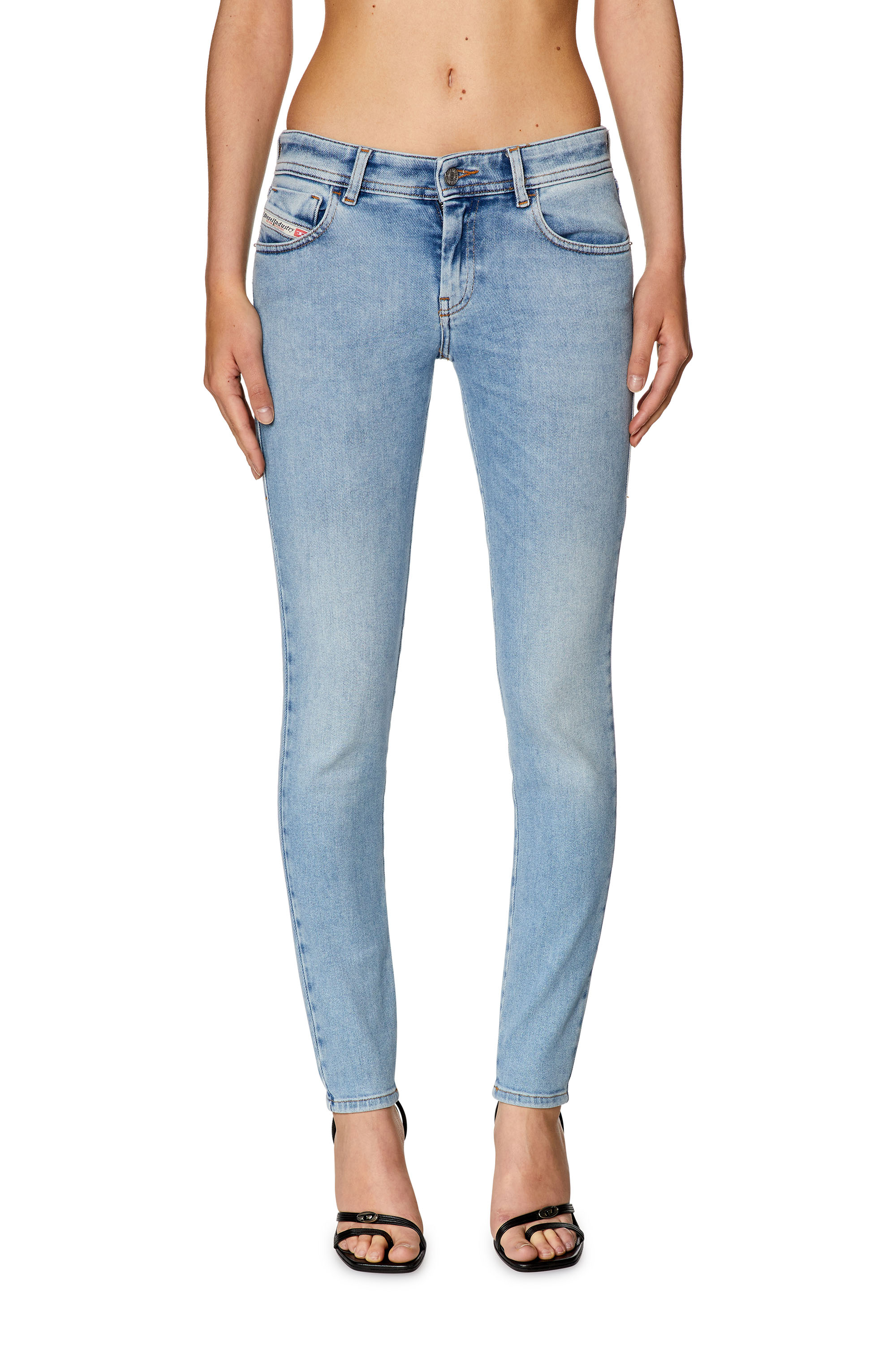Diesel - 2018 SLANDY-LOW 09F87 Super skinny Jeans, Light Blue - Image 1
