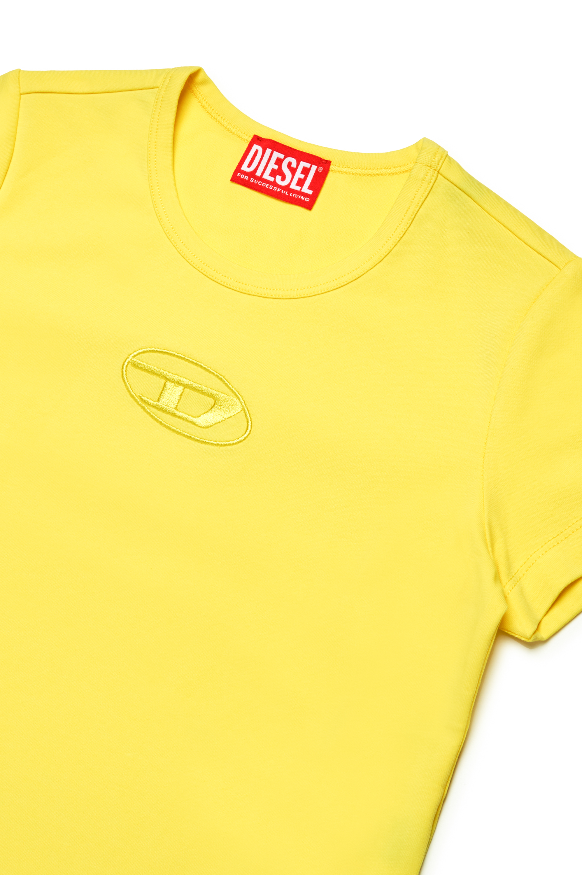 Diesel - TANGIEX, Woman T-shirt with tonal Oval D embroidery in Yellow - Image 3